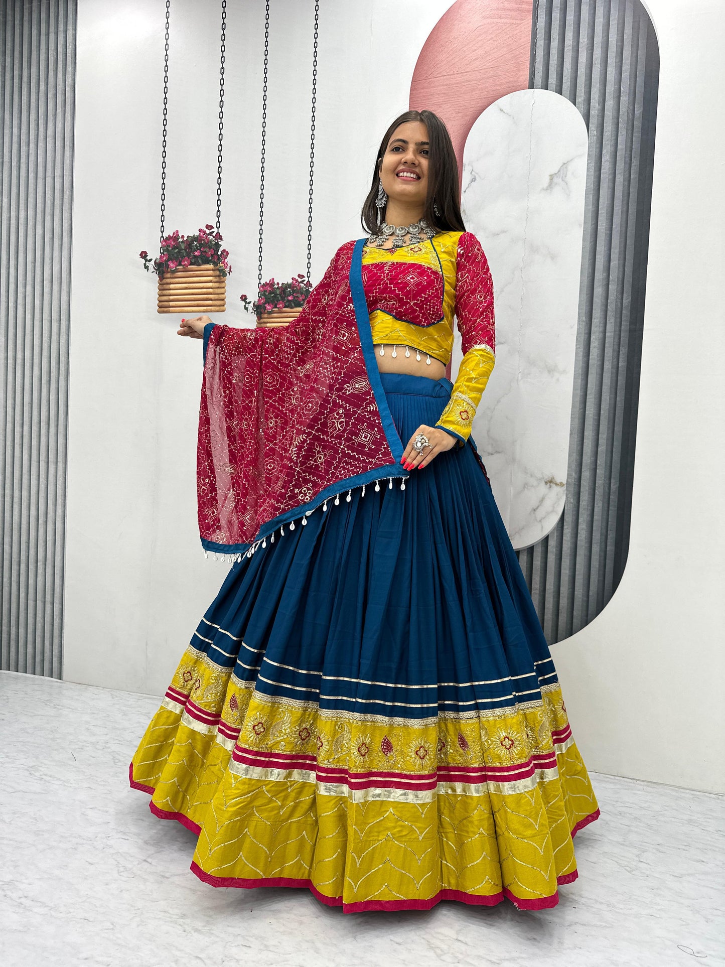 Exclusive Navratri Special Pure Cotton Lehenga Choli ( MAS_TP_264_Rama )
