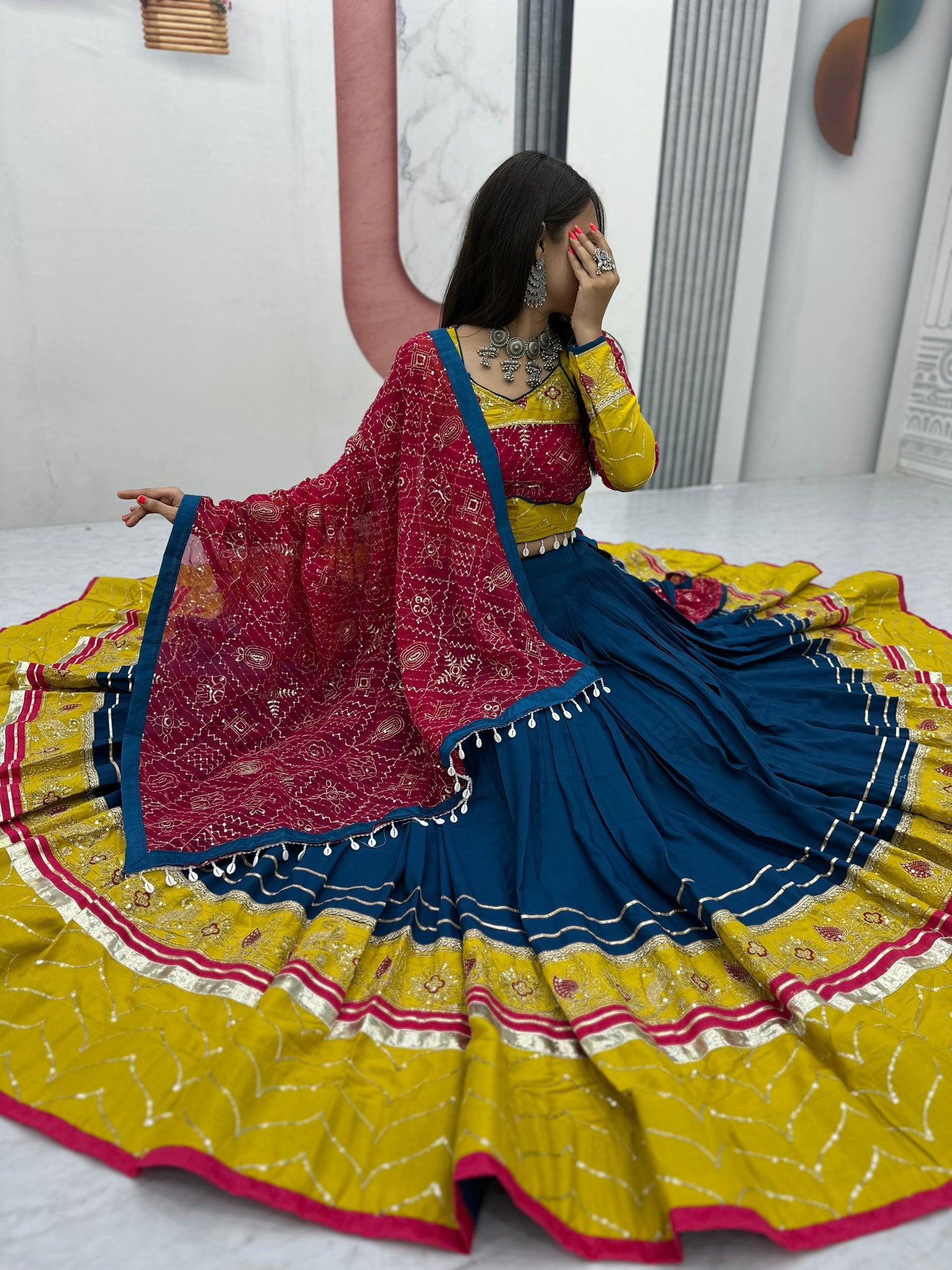 Exclusive Navratri Special Pure Cotton Lehenga Choli ( MAS_TP_264_Rama )