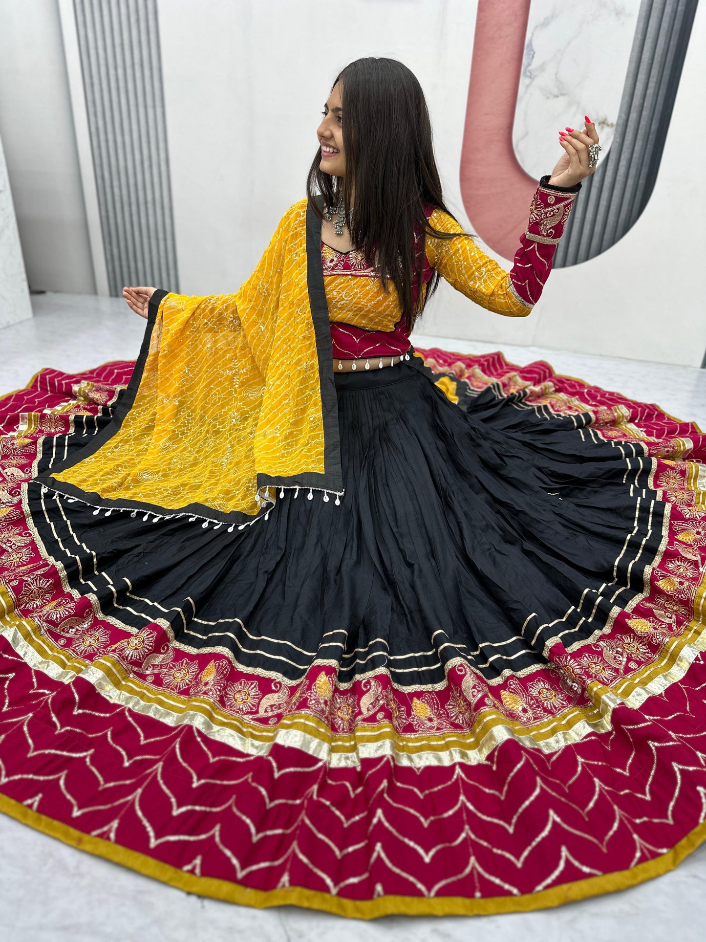 Designer Navratri Special Pure Cotton Lehenga Choli ( MAS_TP_264_Black )