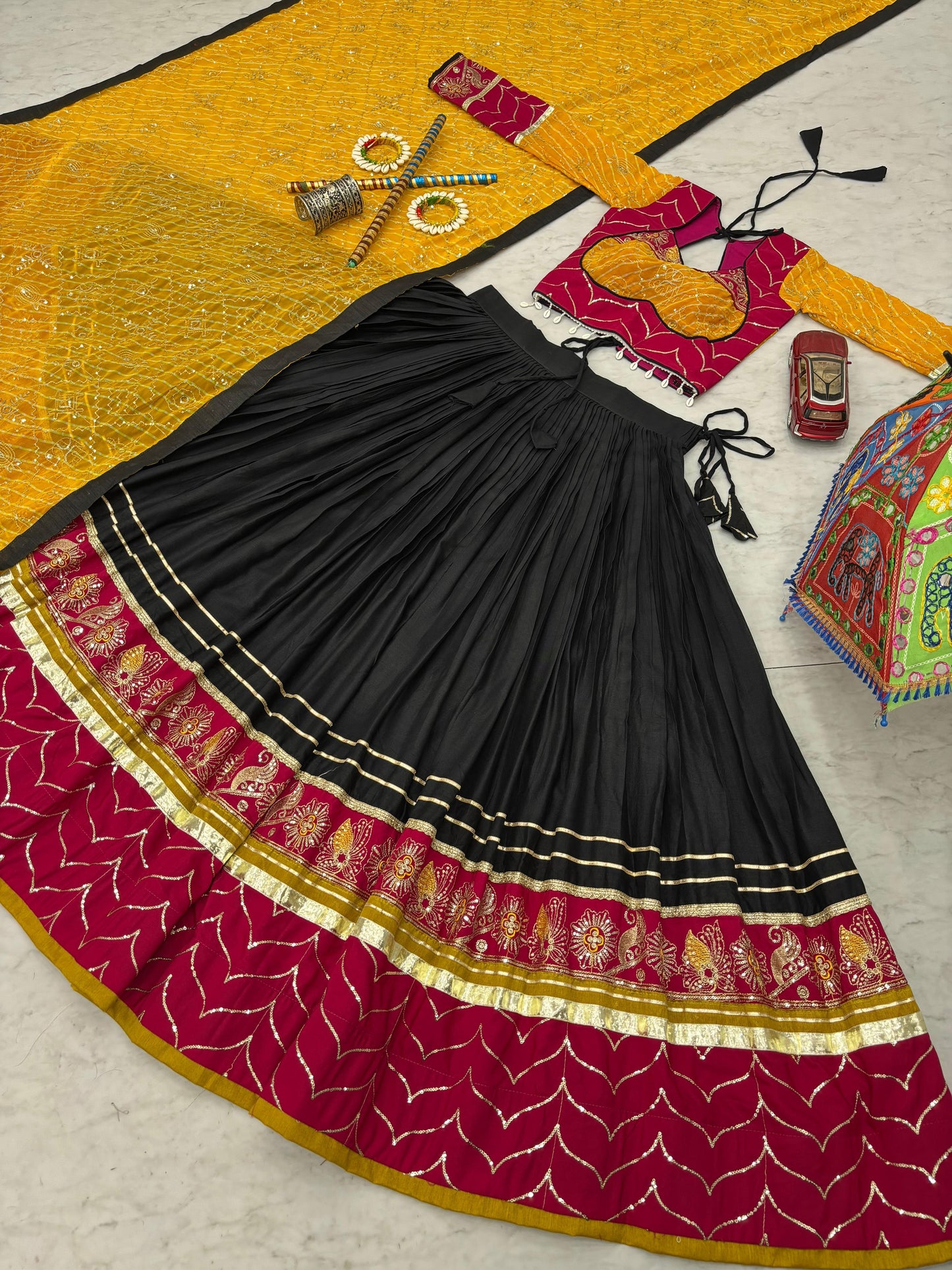 Designer Navratri Special Pure Cotton Lehenga Choli ( MAS_TP_264_Black )