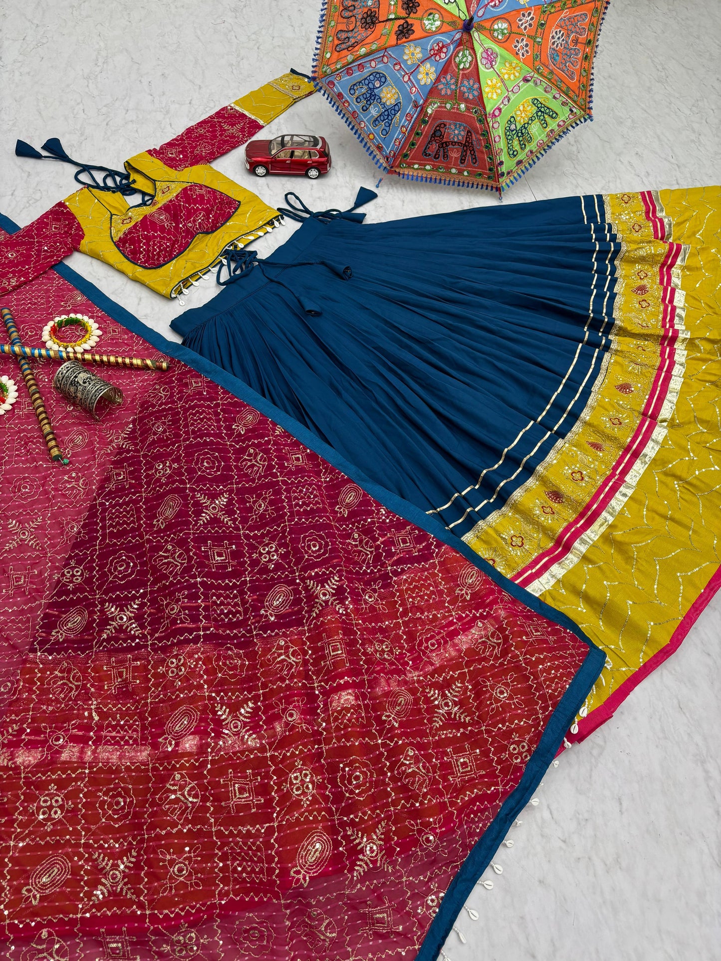 Exclusive Navratri Special Pure Cotton Lehenga Choli ( MAS_TP_264_Rama )