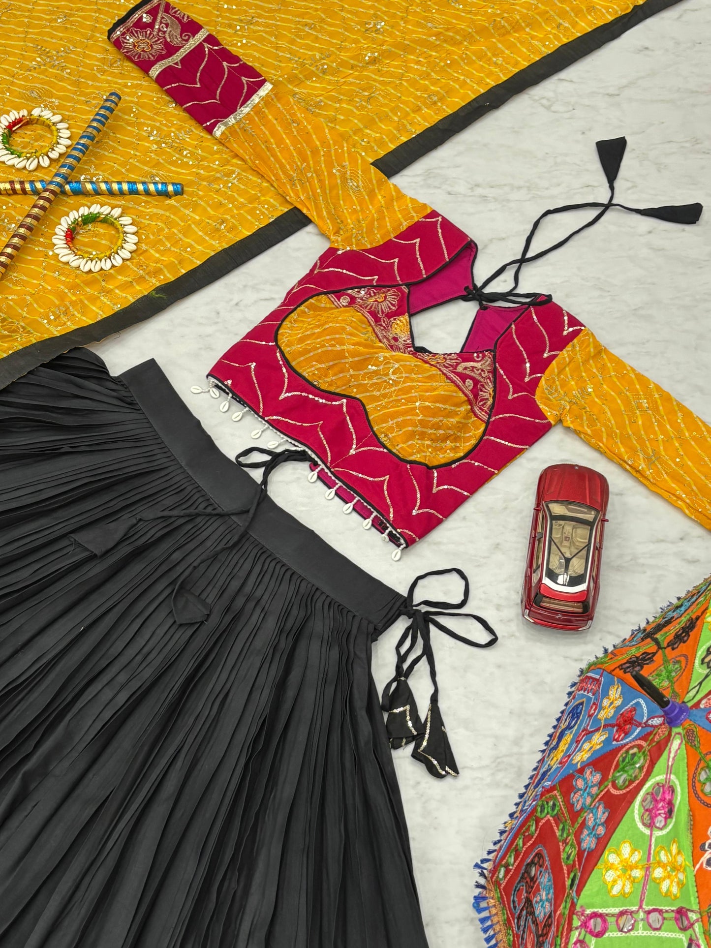 Designer Navratri Special Pure Cotton Lehenga Choli ( MAS_TP_264_Black )