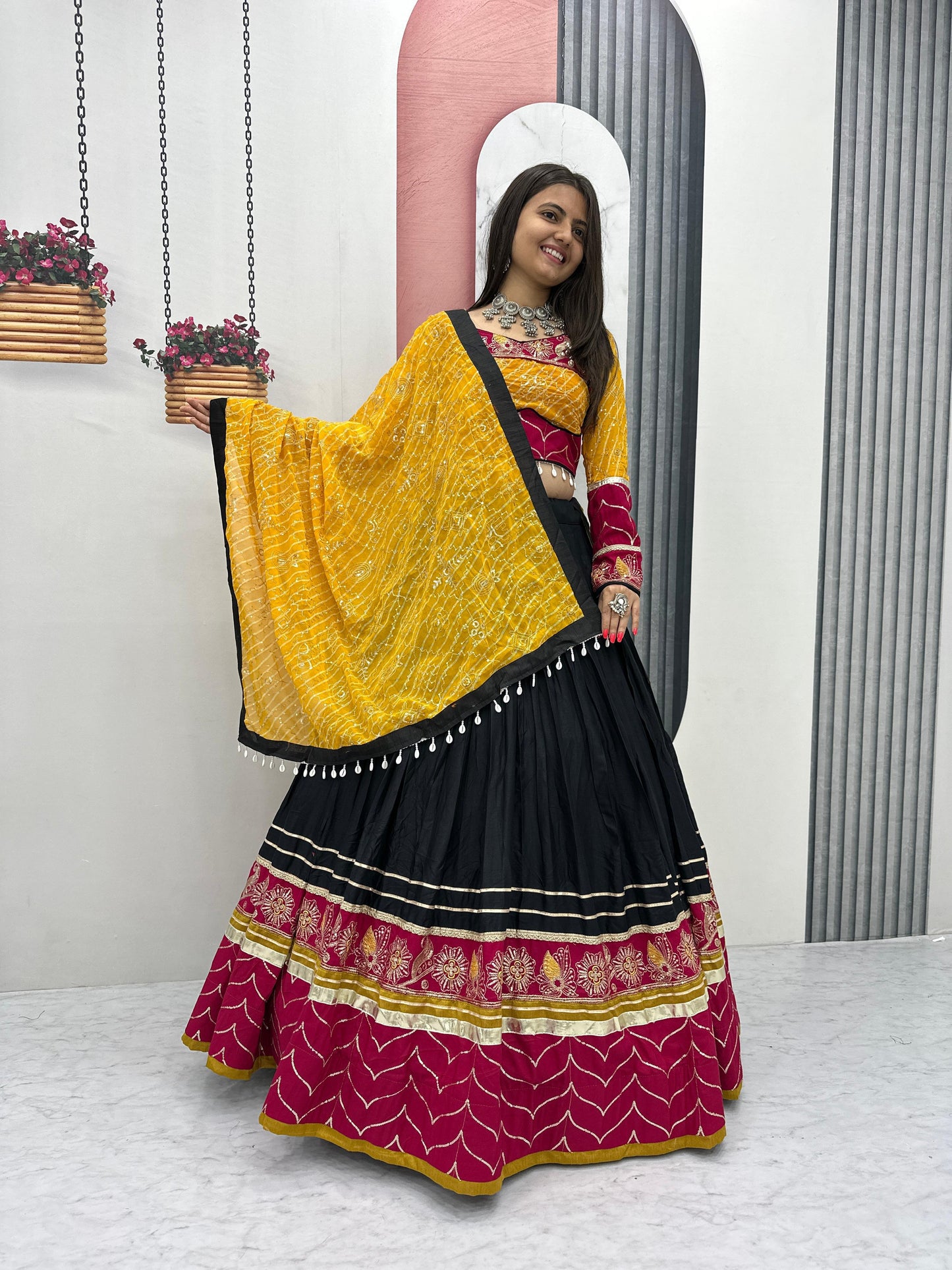 Designer Navratri Special Pure Cotton Lehenga Choli ( MAS_TP_264_Black )