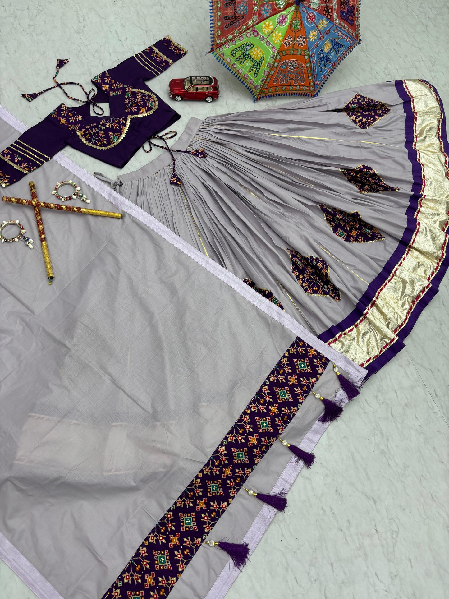Catching Navratri Special Pure Cotton Lehenga Choli ( MAS_TP_268_Purple )