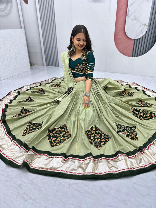 Admiring Navratri Special Pure Cotton Lehenga Choli With Full Flair ( MAS_TP_268_Green )