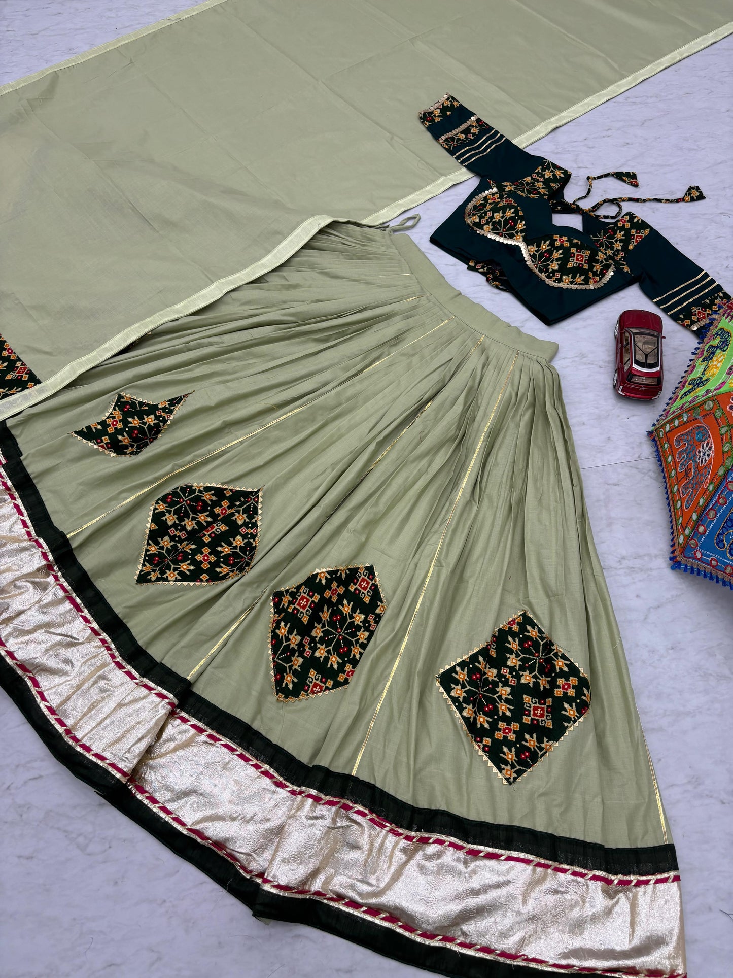 Admiring Navratri Special Pure Cotton Lehenga Choli With Full Flair ( MAS_TP_268_Green )