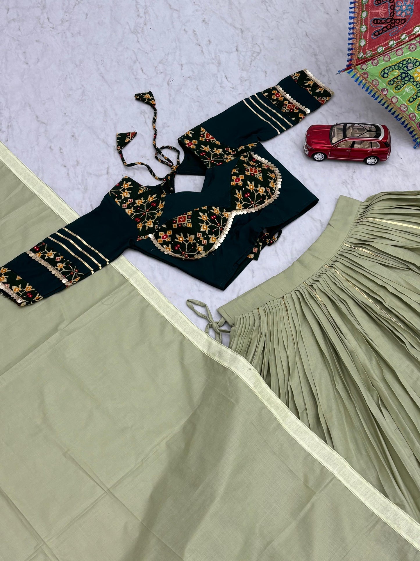 Admiring Navratri Special Pure Cotton Lehenga Choli With Full Flair ( MAS_TP_268_Green )