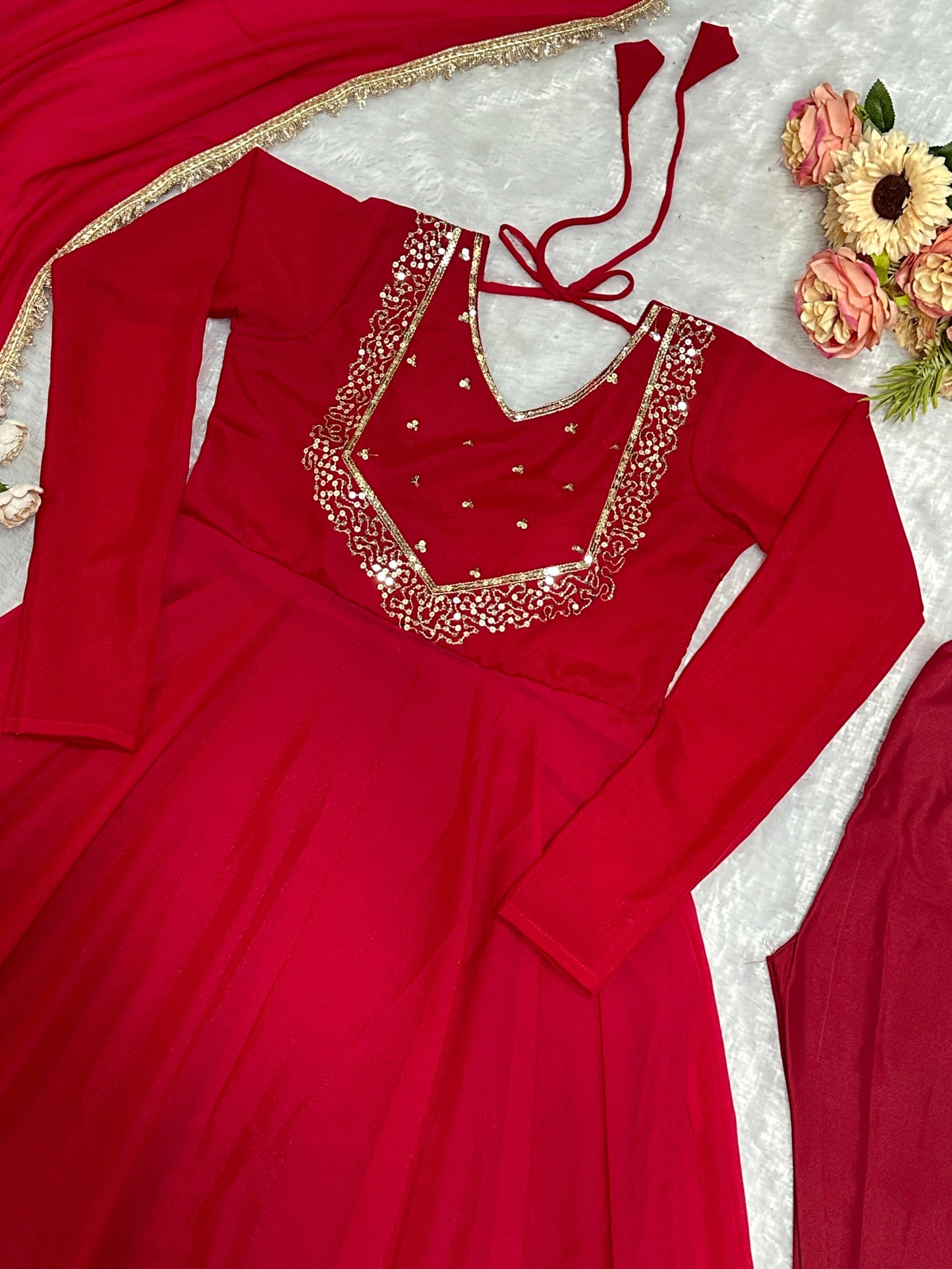 Charming Party Wear Anarkali Suit With Embroidery Work (MAS_VLM_238_Red)