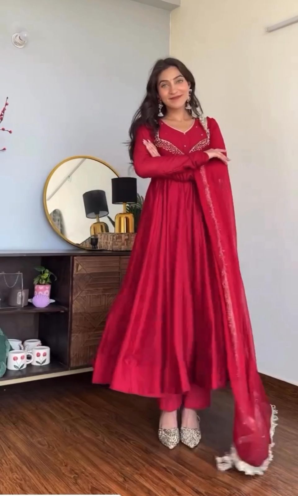 Charming Party Wear Anarkali Suit With Embroidery Work (MAS_VLM_238_Red)