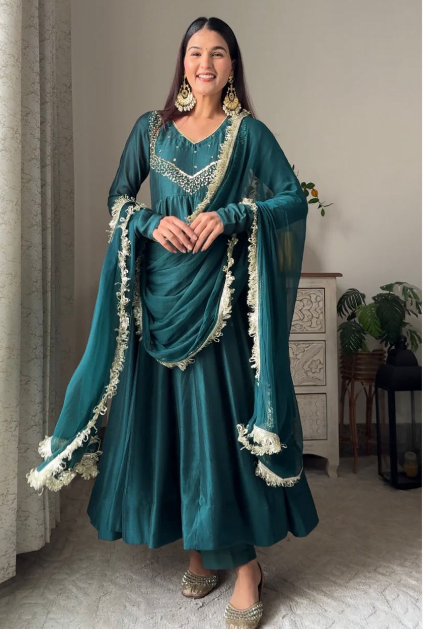 Exclusive Party Wear Anarkali Suit With Embroidery Work (MAS_VLM_238_Rama)