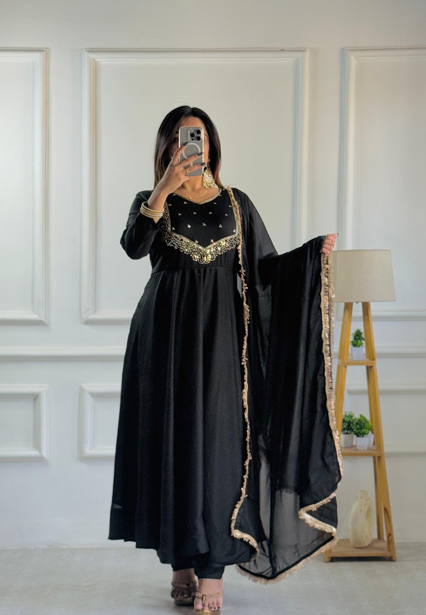 Glamourous Party Wear Anarkali Suit With Embroidery Work (MAS_VLM_238_Black)