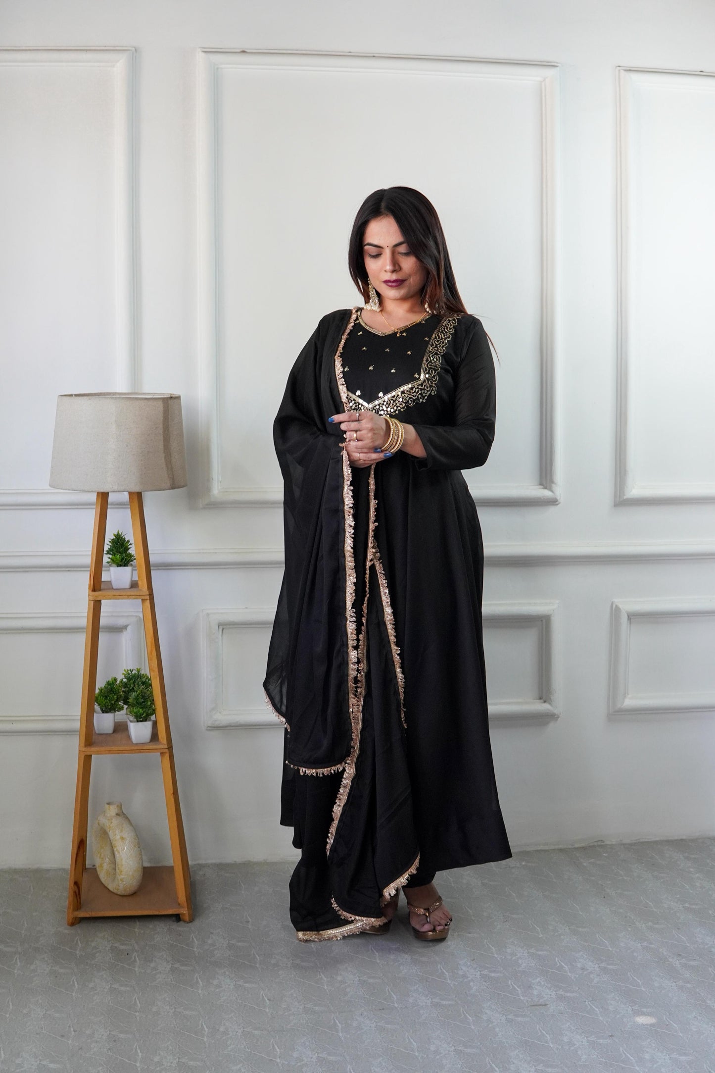 Glamourous Party Wear Anarkali Suit With Embroidery Work (MAS_VLM_238_Black)