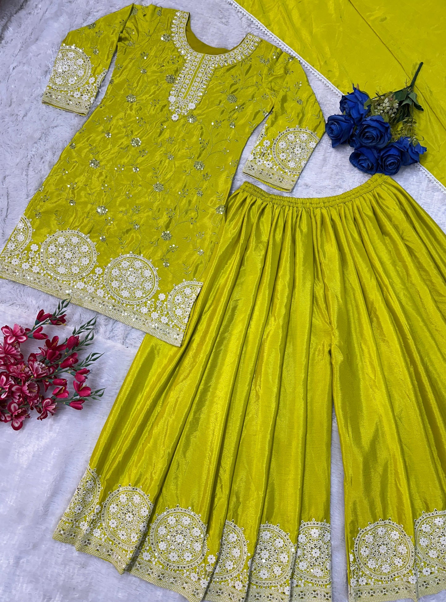 Exclusive Chinon Silk Sharara Suit With Heavy Embroidery Work (MAS_VLM_263)