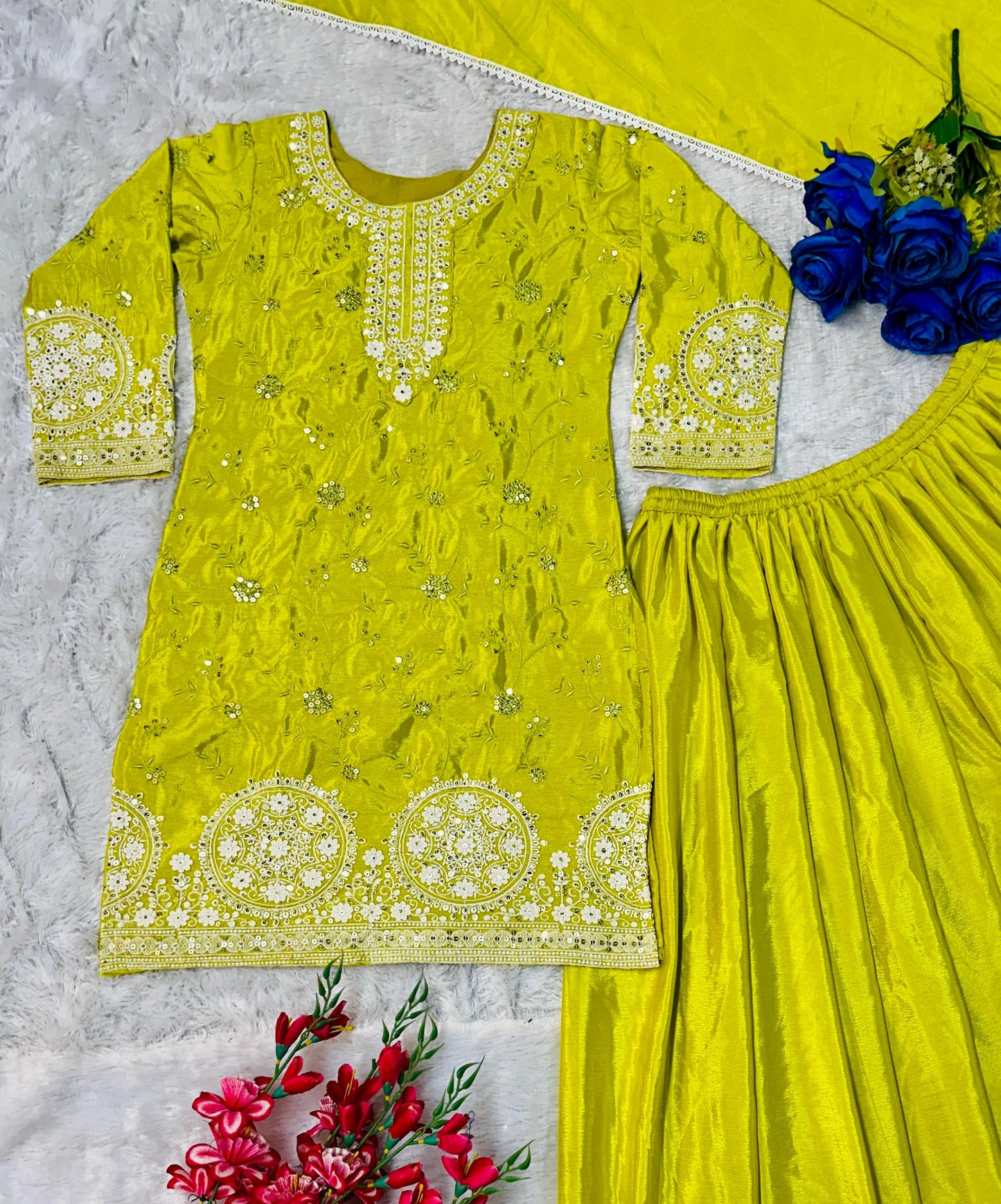 Exclusive Chinon Silk Sharara Suit With Heavy Embroidery Work (MAS_VLM_263)