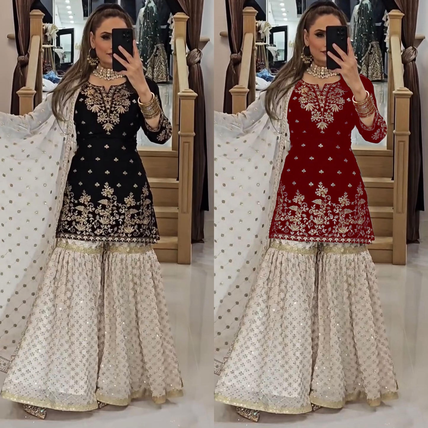 Astonishing Sharara Suit With Heavy Embroidery Work (MAS_VLM_264_Black)