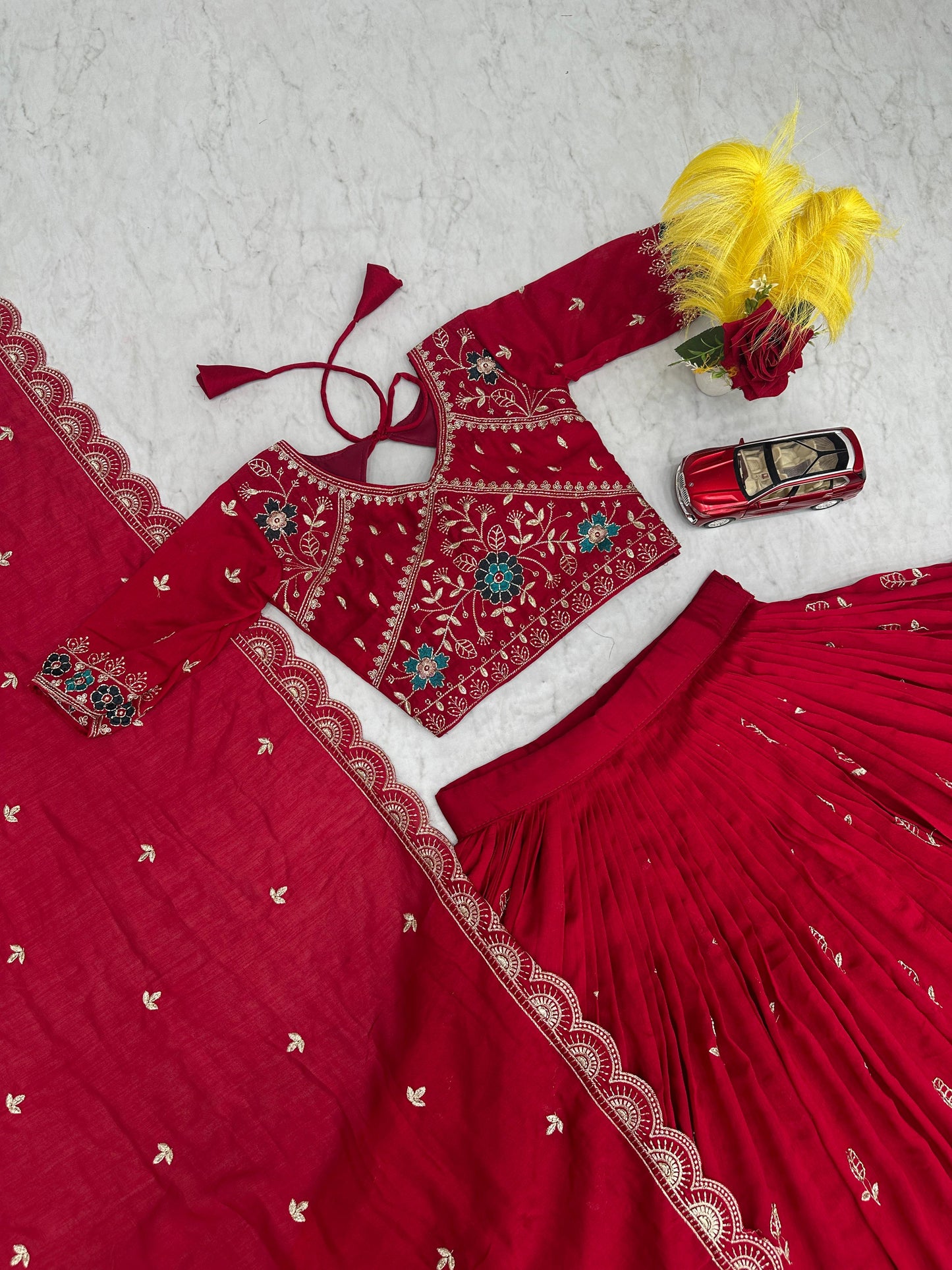 Party Wear Red Designer Lehenga Choli With Embroidery Work ( MAS_TP_298_Red )