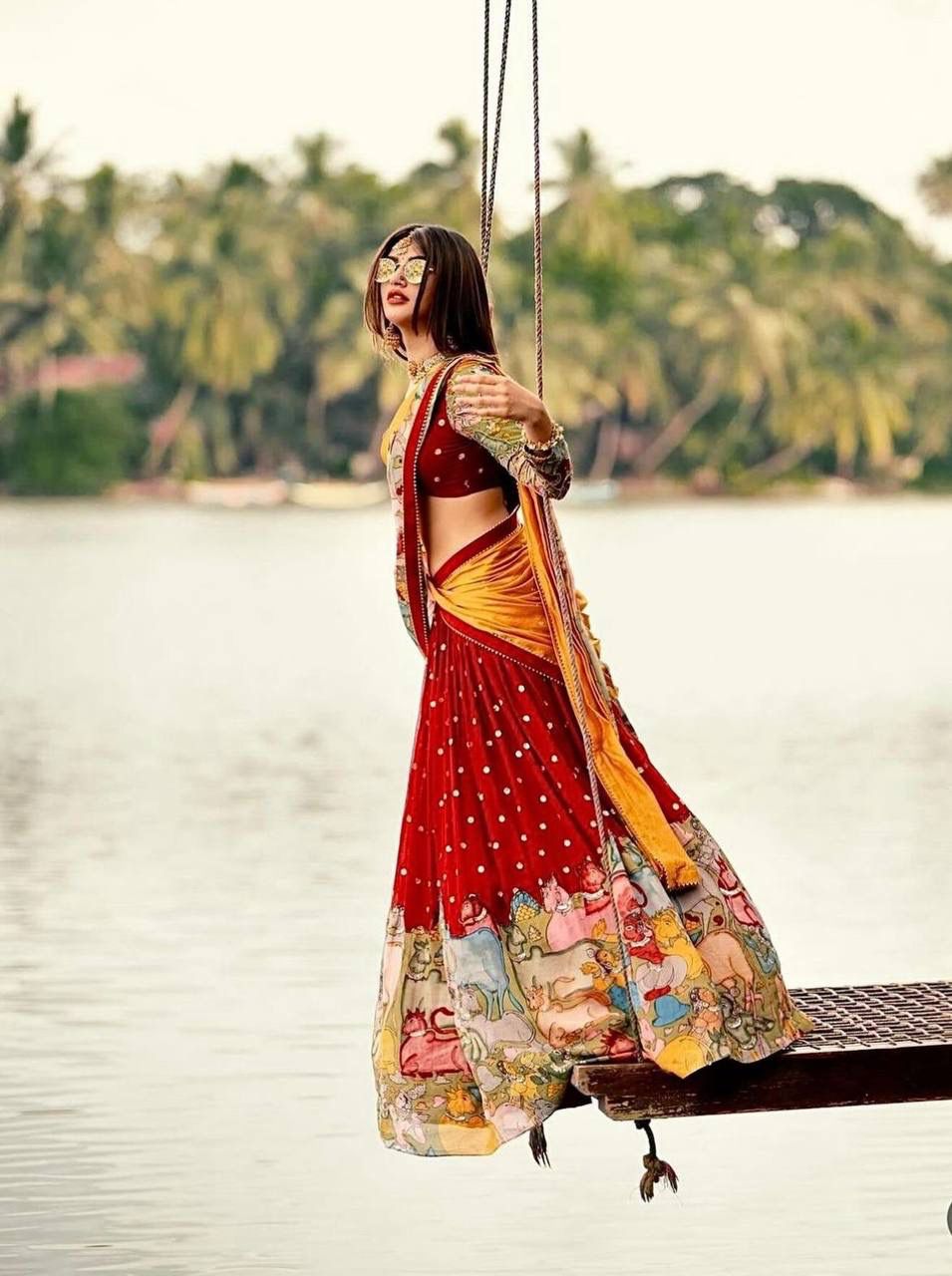 Demanding Red Timeless Kalamkari Print Lehenga Choli With Dupatta Sex ( MAS_TP_327 )