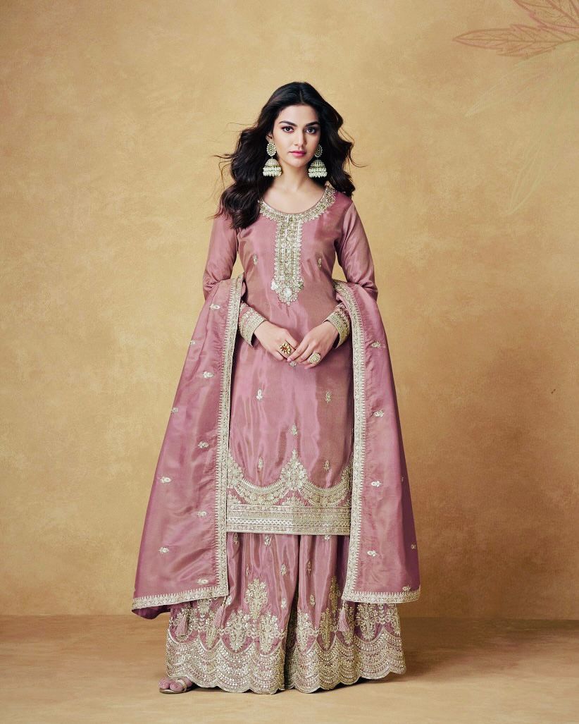 Festive Wear Pink Plazzo & Dupatta Set With Sequence Embroidery Work (MAS_ZF_6003_Pink)