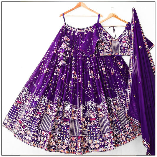 Fantastic Heavy Embroidery Thread & Sequence Work Purple Lehenga Choli ( MAS_TF_375 )