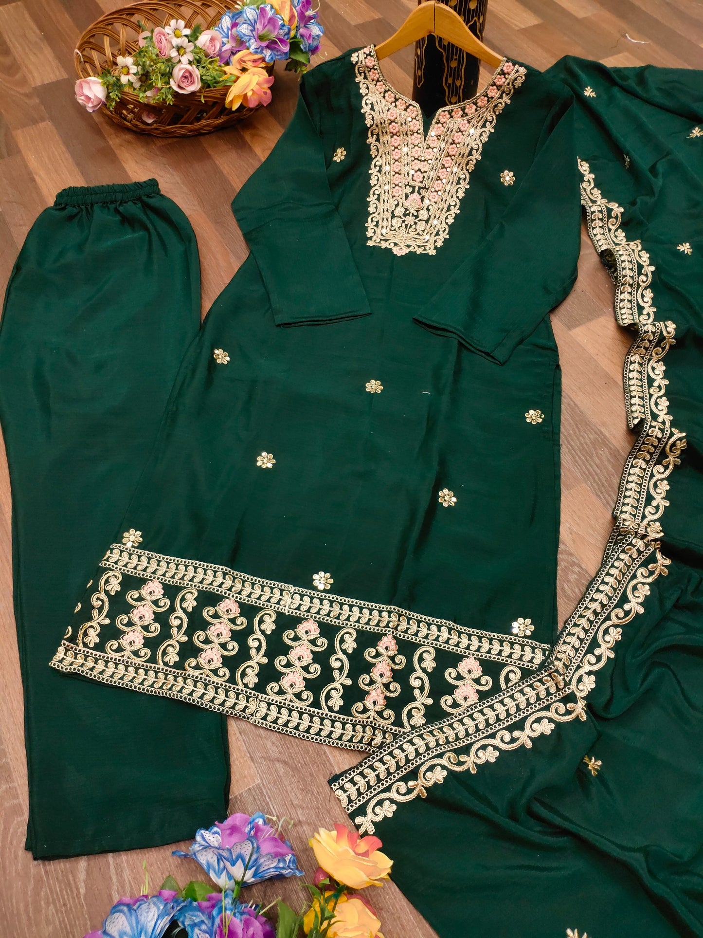 Decent Chinon Salwar Suit With Coding Sequence Embroidered Work ( MAS_FE_60 )