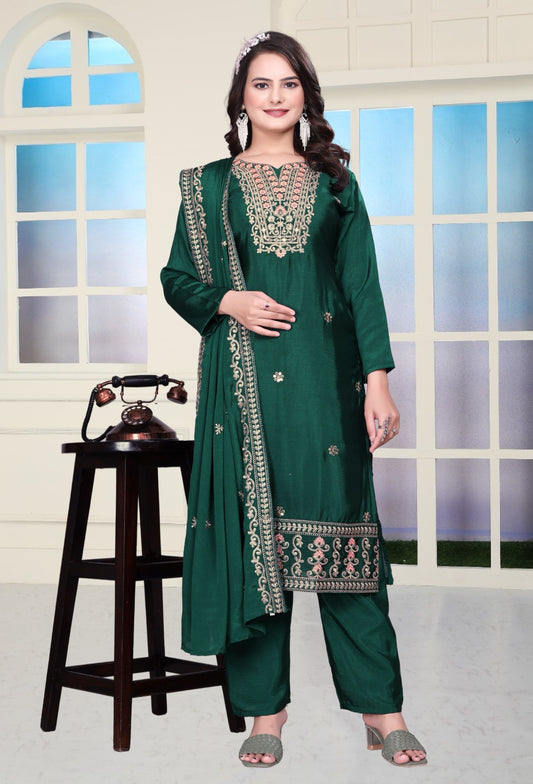 Decent Chinon Salwar Suit With Coding Sequence Embroidered Work ( MAS_FE_60 )