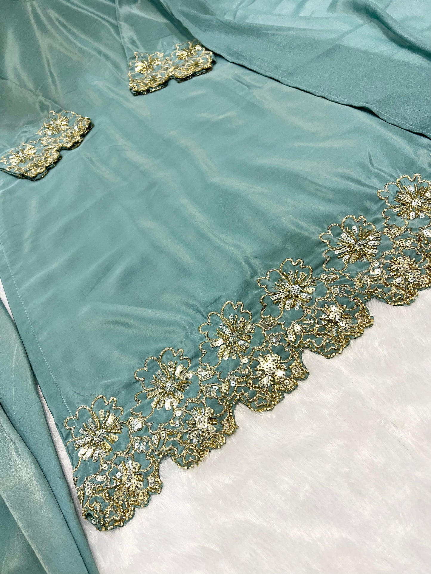Captivating New Designer Farshi Salwar Suit With Bids Hand Work & Sequence Embroidery Work ( MAS_MC_2001 )