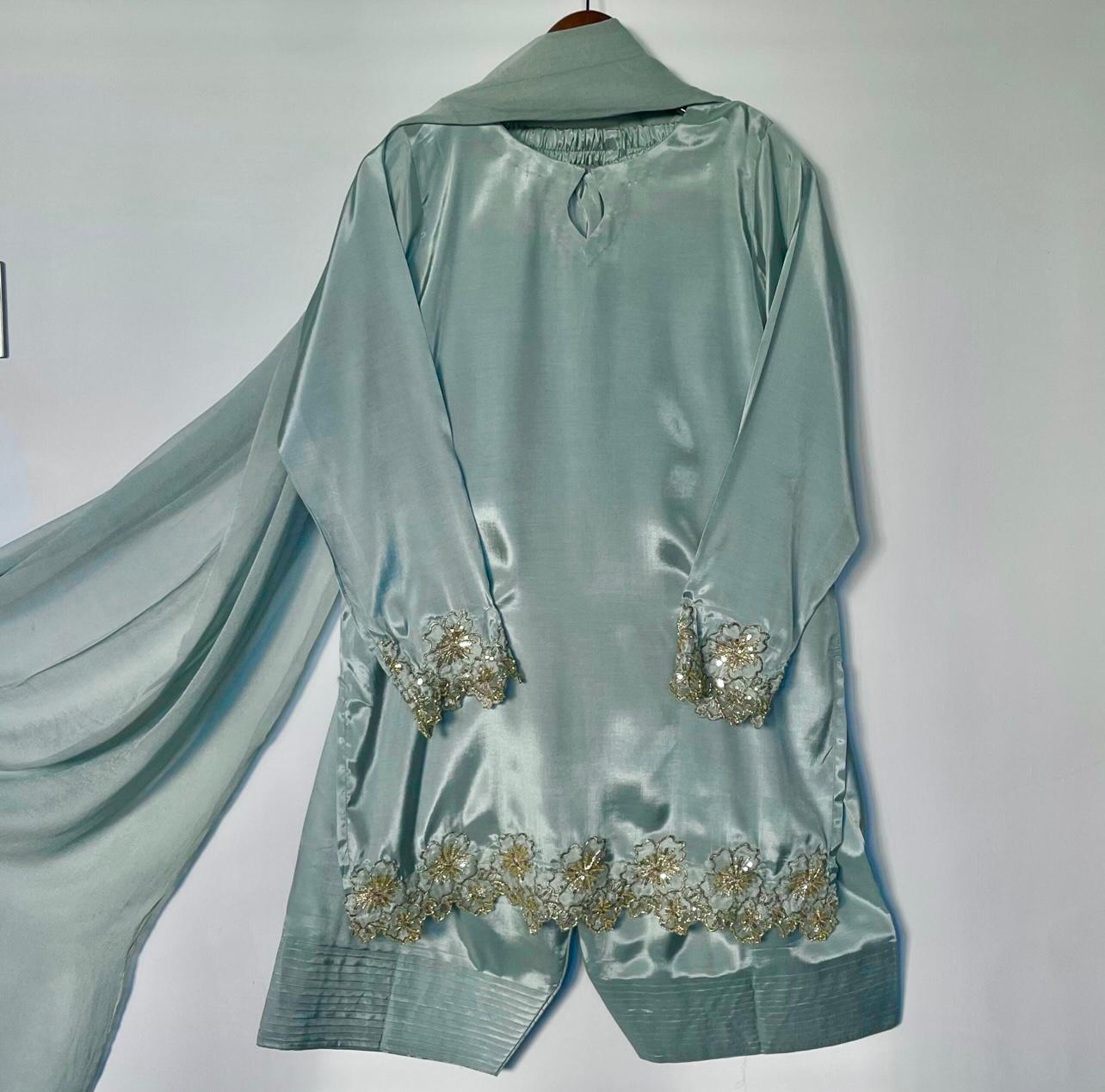 Captivating New Designer Farshi Salwar Suit With Bids Hand Work & Sequence Embroidery Work ( MAS_MC_2001 )
