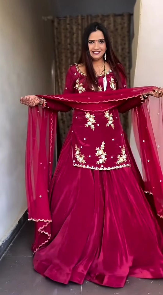 Fabulous Lehenga Crop Top With Sequence & Thread Embroidery Work (MAS_ND_5040)