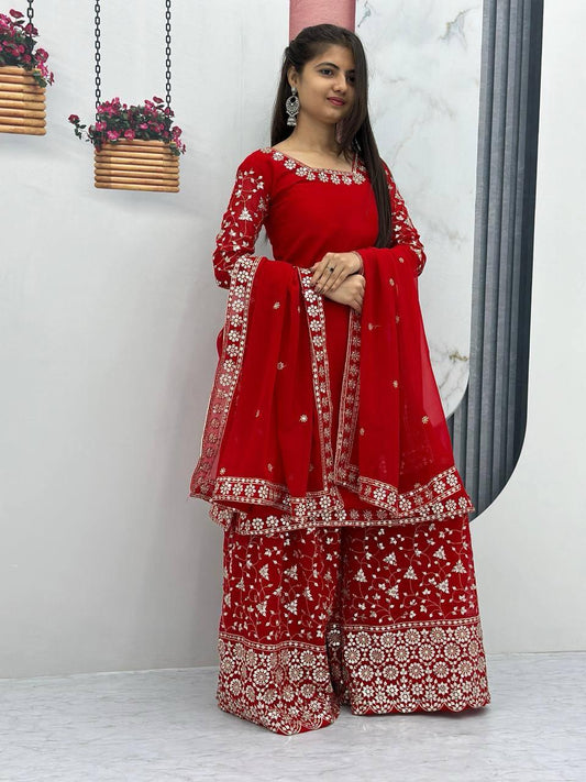 Admiring Heavy Embroidery Sharara suit With Sequence Work (MAS_PF_03)
