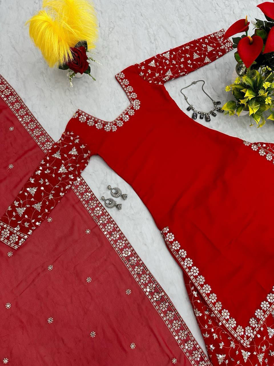 Admiring Heavy Embroidery Sharara suit With Sequence Work (MAS_PF_03)