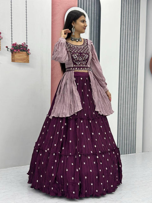 Elegant Crop Top With Real Hand Work ( MAS_PC_419_Purple )