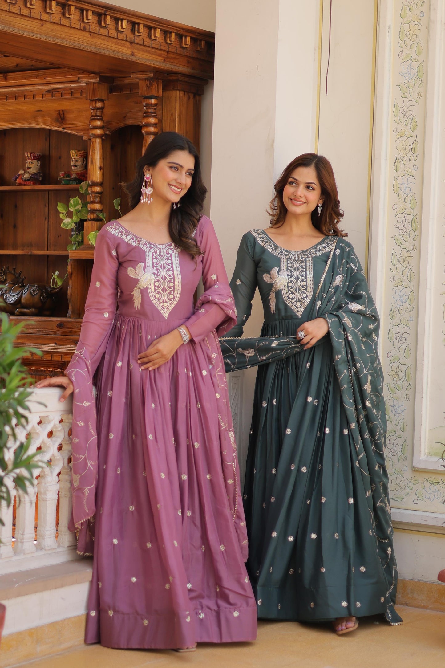 Admiring Festive Gown & Dupatta Set With Sequence Embroidery Work ( MAS_RAM_081_Gray )