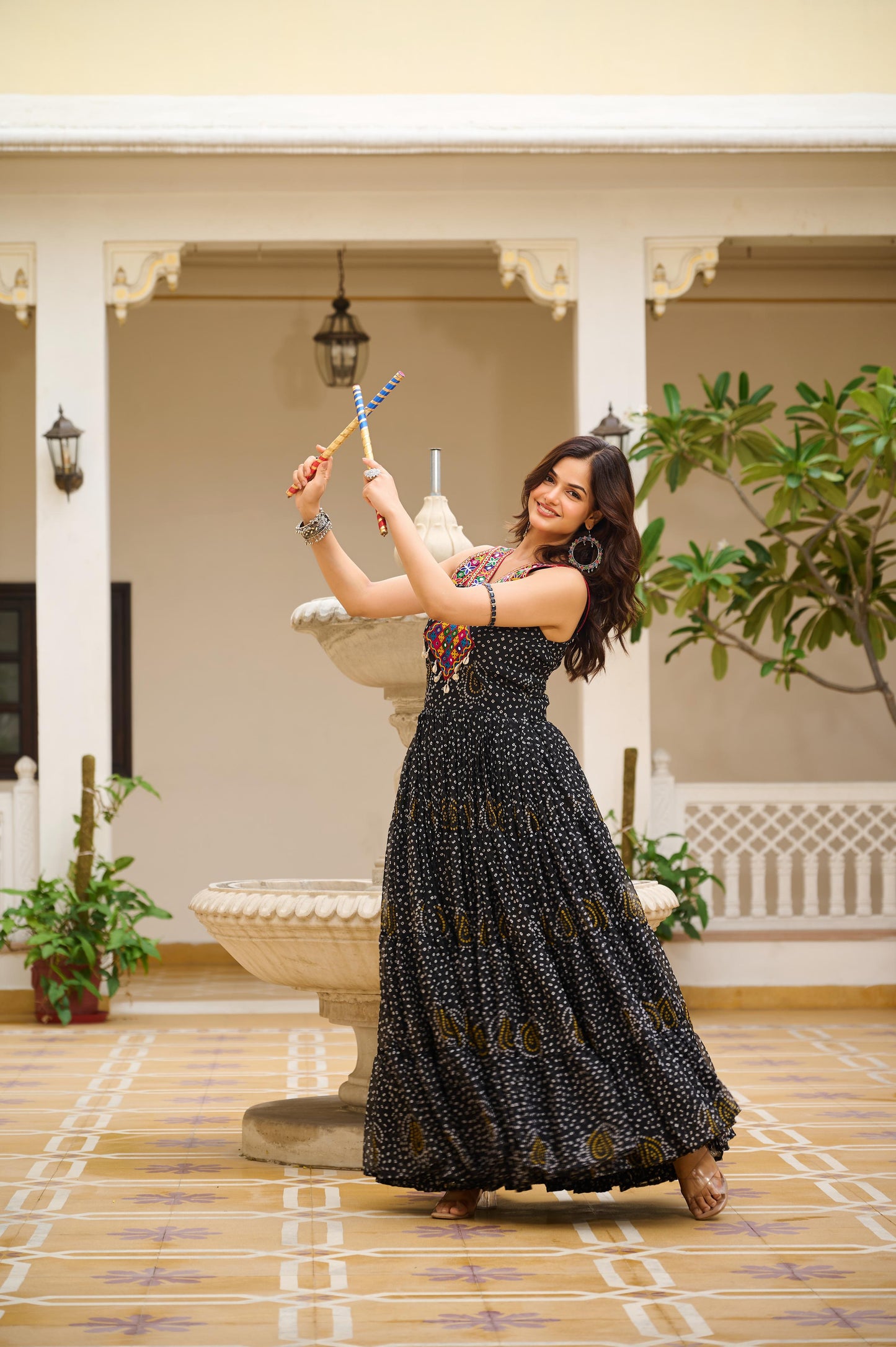 Astonishing Black Gamthi Work Navratri Special Gown ( MAS_RAM_108_Black )