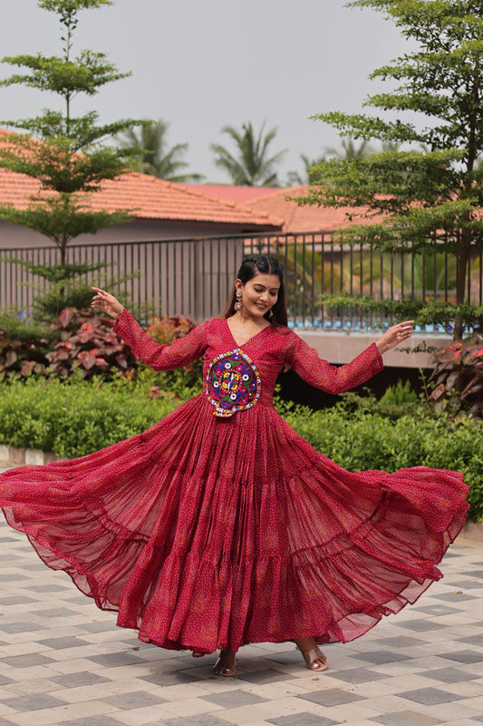 Exclusive Gamthi Work Navratri Special Gown ( MAS_RAM_121_Marroon )
