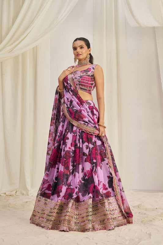 Glorious Floral Printed Embroidery Thread & Sequence Work Lehenga Choli ( MAS_TF_327 )