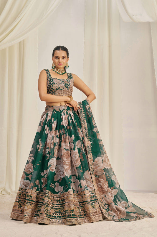 Delightful Floral Printed Embroidery Thread & Sequence Work Lehenga Choli ( MAS_TF_331 )