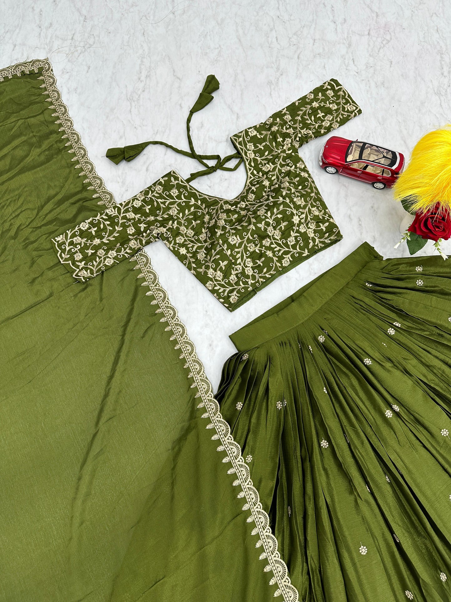 Decent Embroidery Thread Work Mahendi Lehenga Choli ( MAS_TP_075 )