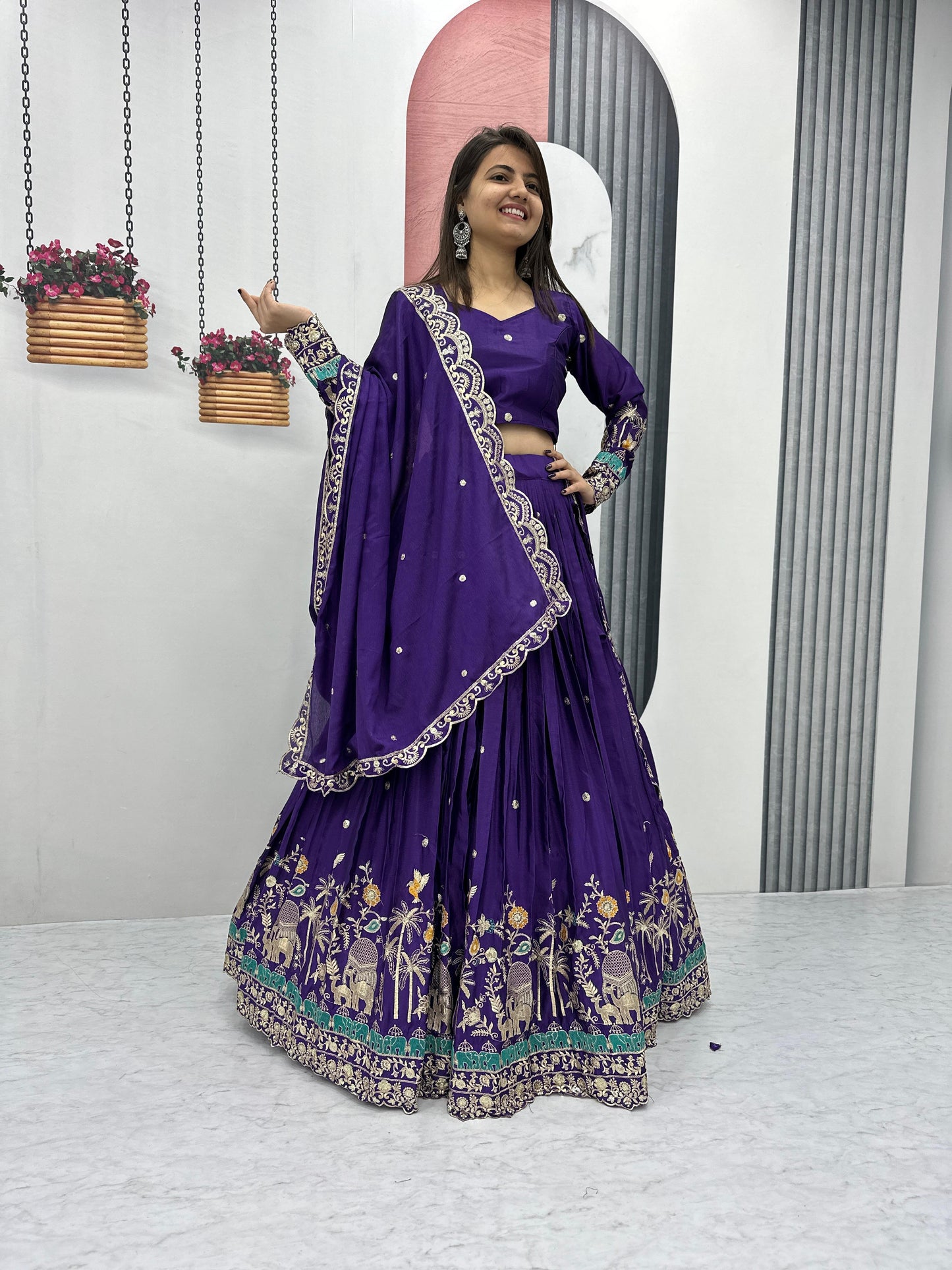 Eye Catching Heavy Embroidery Sequence Work Purple Lehenga Choli ( MAS_TP_217_Purple )