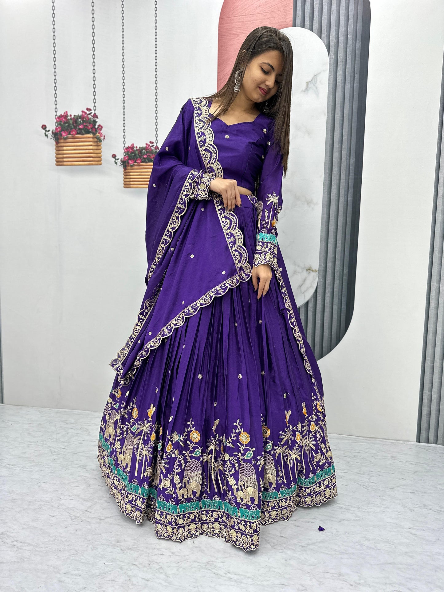 Eye Catching Heavy Embroidery Sequence Work Purple Lehenga Choli ( MAS_TP_217_Purple )