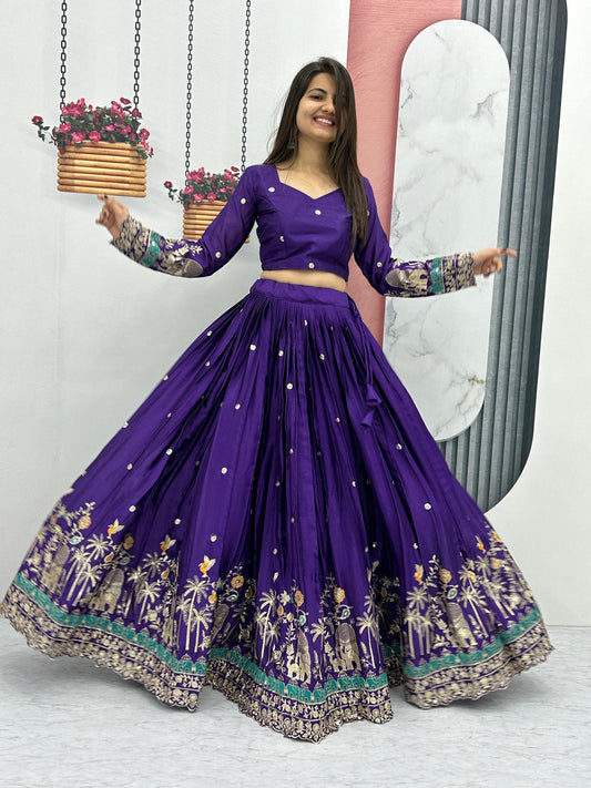 Eye Catching Heavy Embroidery Sequence Work Purple Lehenga Choli ( MAS_TP_217_Purple )