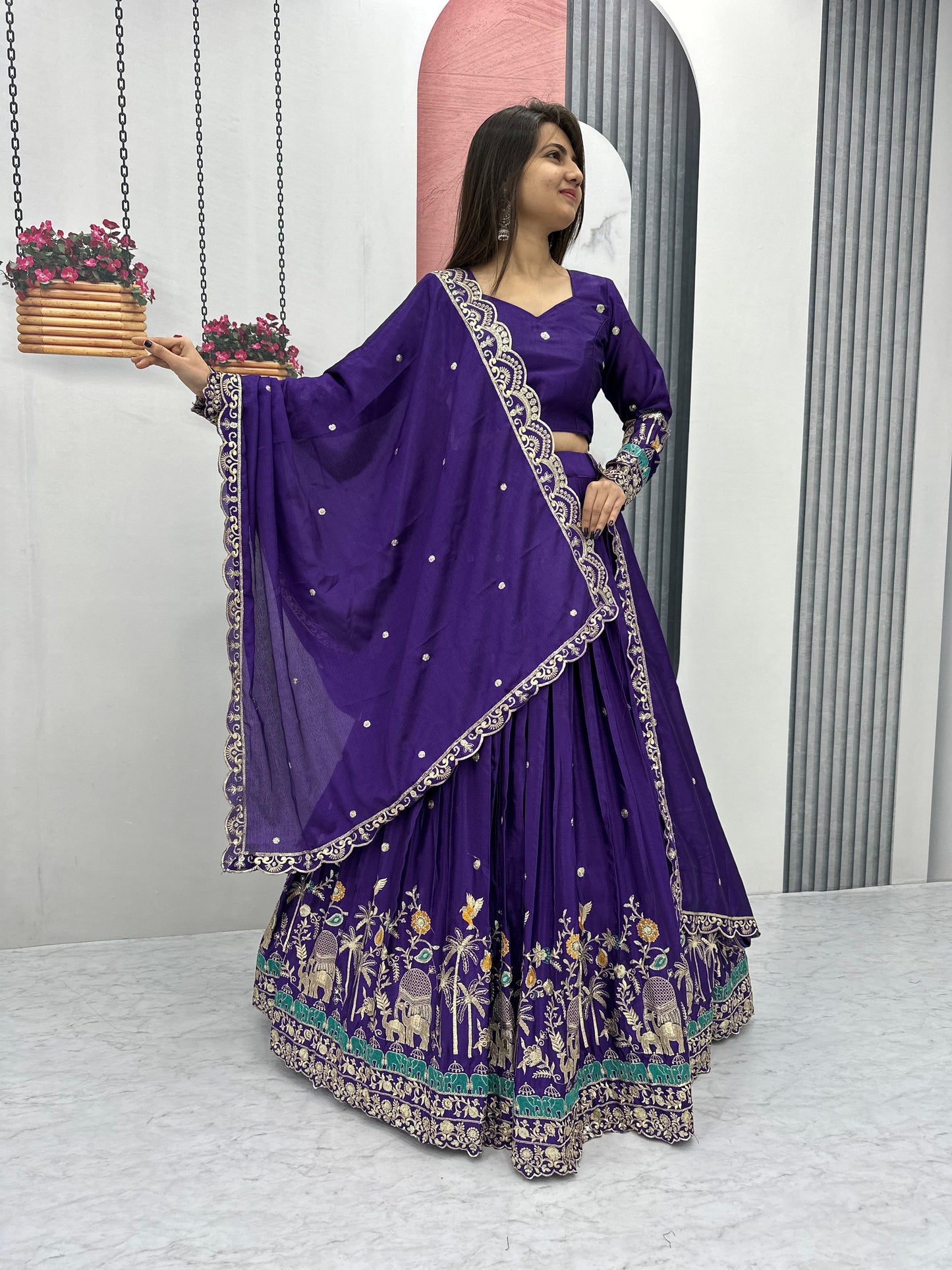 Eye Catching Heavy Embroidery Sequence Work Purple Lehenga Choli ( MAS_TP_217_Purple )