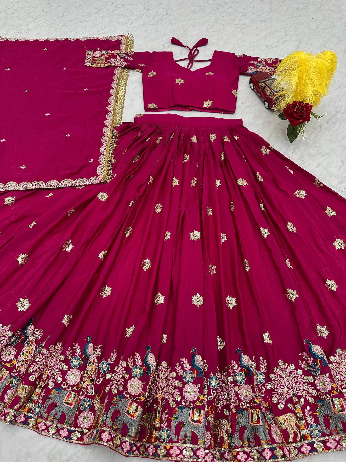 Exclusive Embroidery Thread & Sequence Work Pink Festive Lehenga Choli ( MAS_TP_237 )