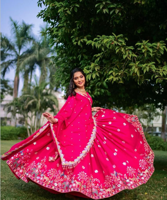 Exclusive Embroidery Thread & Sequence Work Pink Festive Lehenga Choli ( MAS_TP_237 )