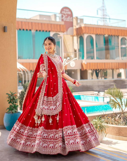 Mesmerizing Heavy Embroidery Thread & Sequence Work Red Trendy Lehenga Choli ( MAS_TP_244 )