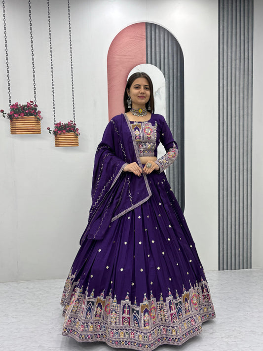 Exclusive Embroidery Coading Sequences & Thread Work Purple Color Festive Lehenga Choli ( MAS_TP_245_Purple )