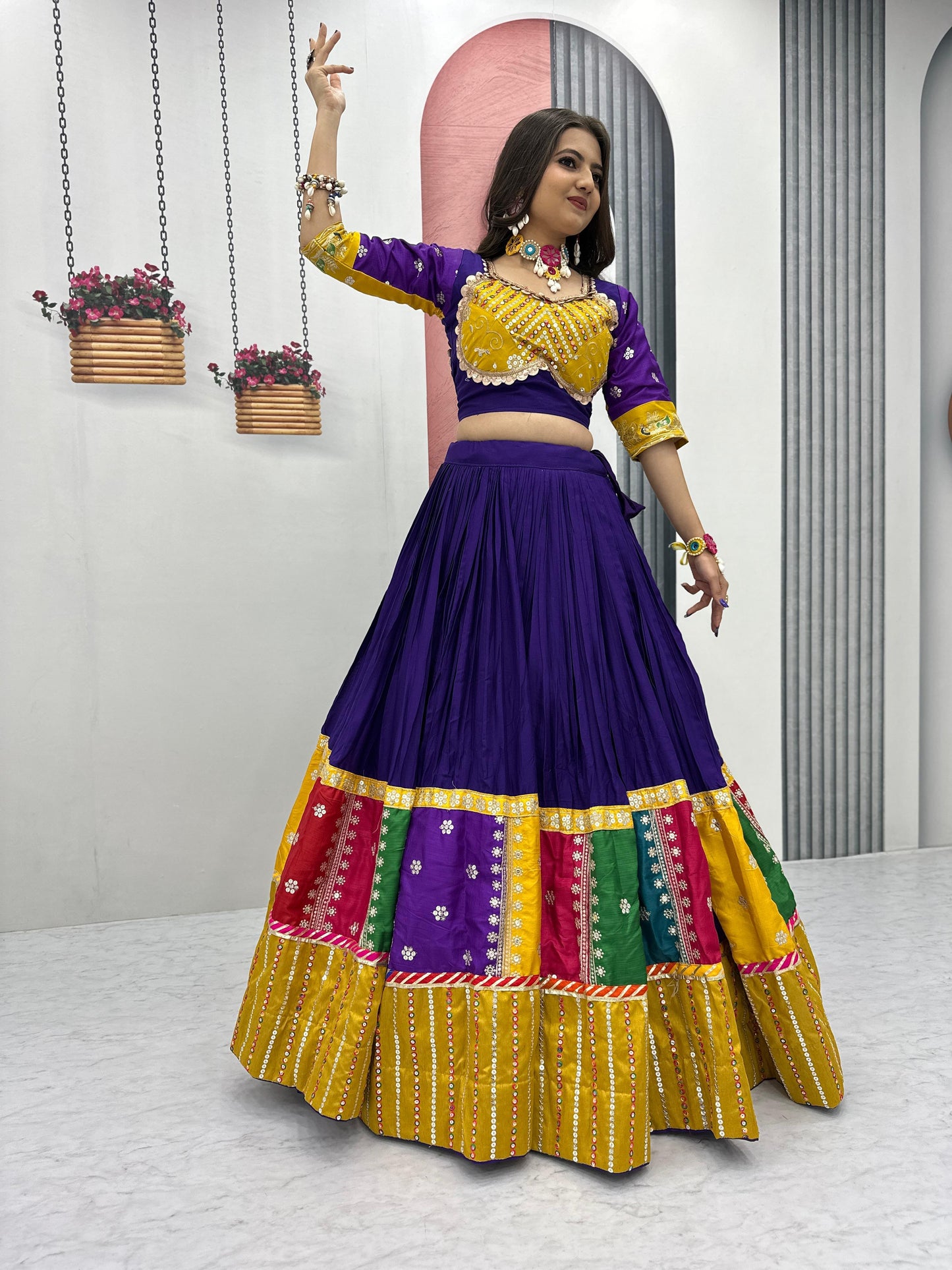 Pretty Purple Navratri Special Pure Cotton Lehenga Choli ( MAS_TP_254_Purple )