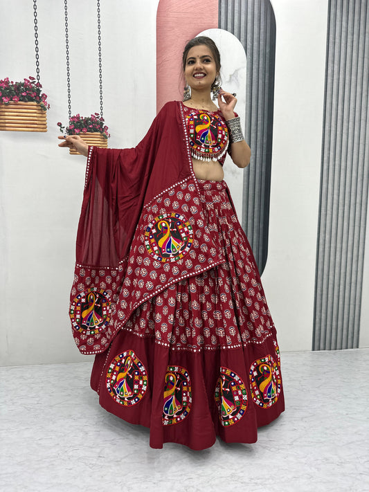 Elegant Navratri Special Pure Cotton Lehenga Choli ( MAS_TP_256_Marroon )