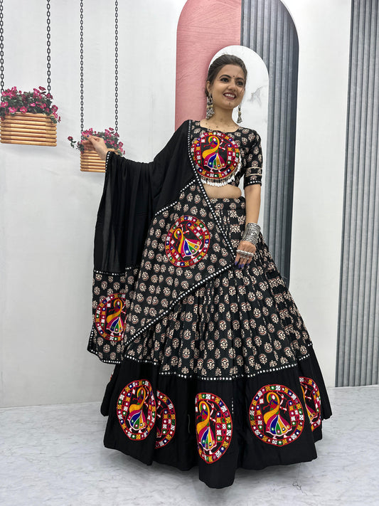 Classic Black Navratri Special Pure Cotton Lehenga Choli ( MAS_TP_256_Black )