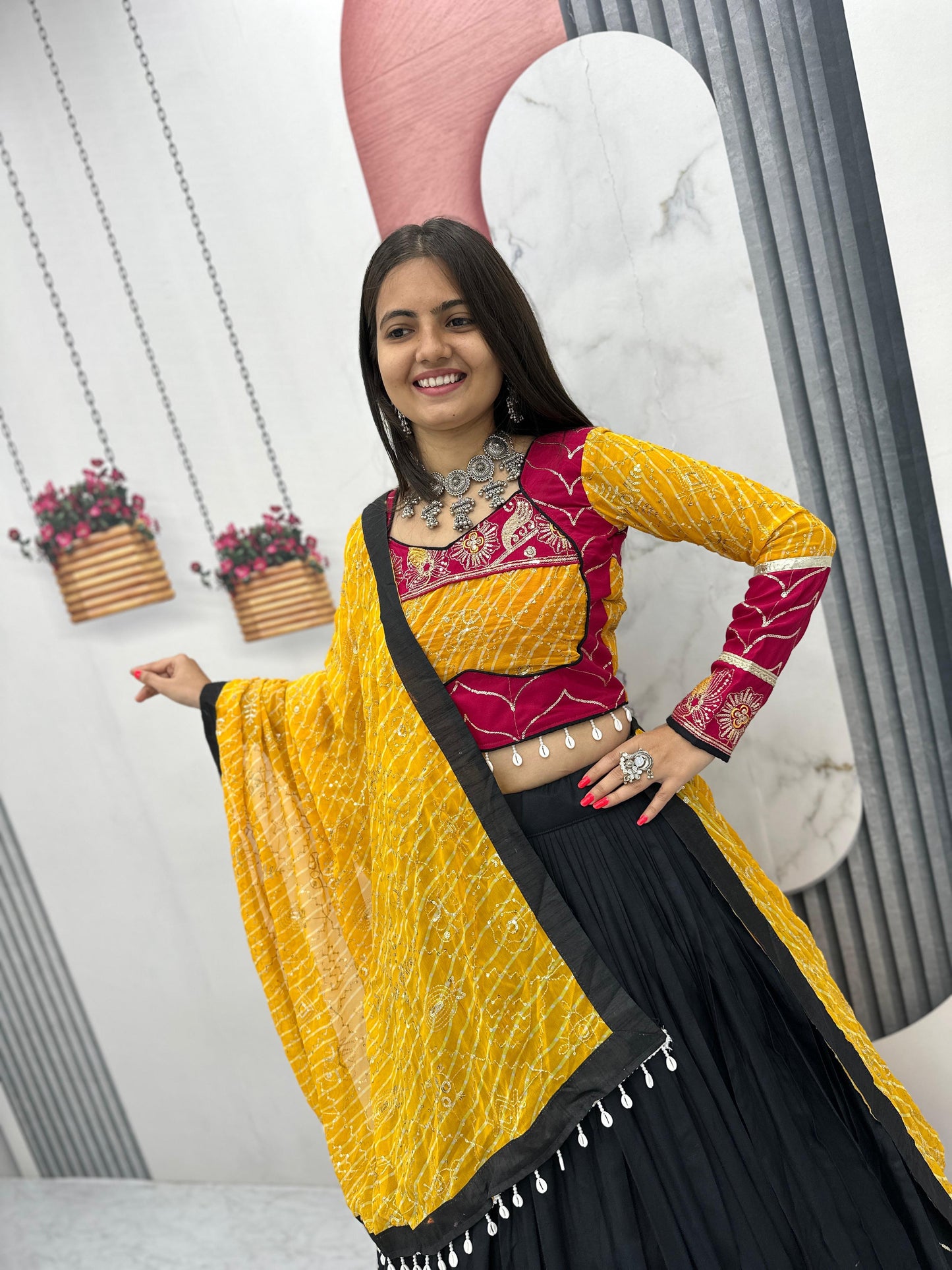 Designer Navratri Special Pure Cotton Lehenga Choli ( MAS_TP_264_Black )