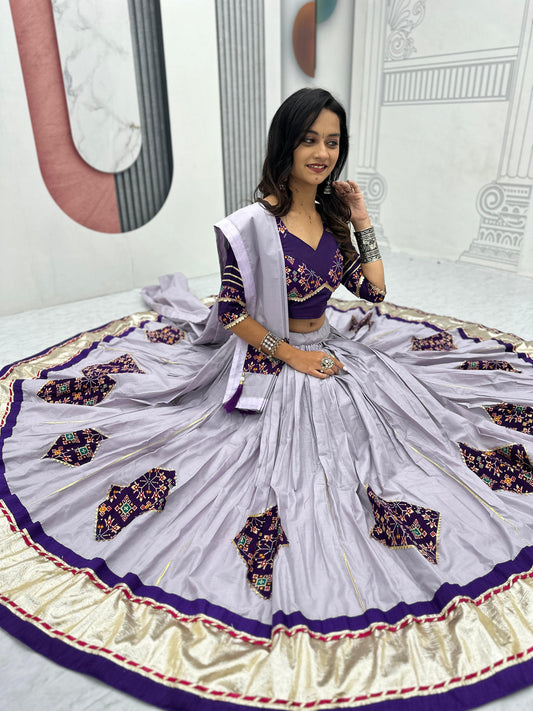 Catching Navratri Special Pure Cotton Lehenga Choli ( MAS_TP_268_Purple )